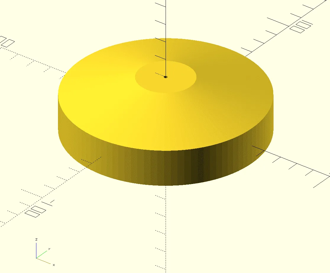 OpenSCAD-Render der Pfostenkappe: eine konische Kappe auf einem Zylindersockel